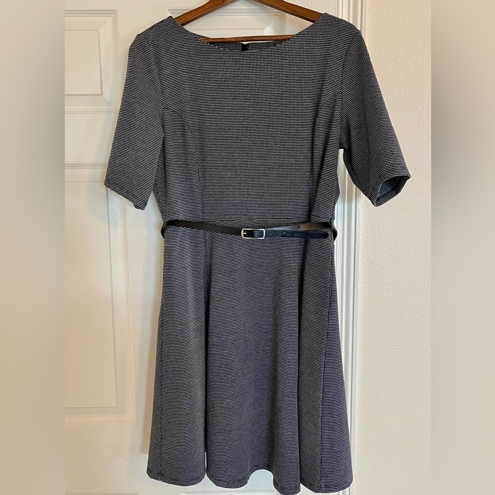 Fit and Flare Black Checkered Dress